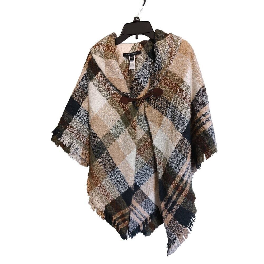 MARC New York Women's One Size Neutrals Cape Poncho Toggle Closure
